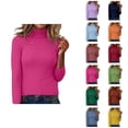 thumbnail image 1 of Pulls pour Femmes 2025 Chandail Col Roulé Ajusté Manches Longues Haut Tricoté Blouse Décontractée Automne Hiver, 1 of 6