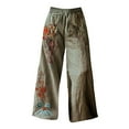 thumbnail image 4 of Flmaly vacation outfits for women High Waistband Holiday Style Retro Linen Floral Ethnic Print Casual Pants For Women – Comfortable Relaxed Fit Perfect For Summer Beach Vacation Outfits, 4 of 4