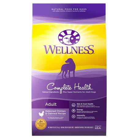 Wellness Complete Health Natural Dry Dog Food, Chicken & Oatmeal, 30-Pound Bag