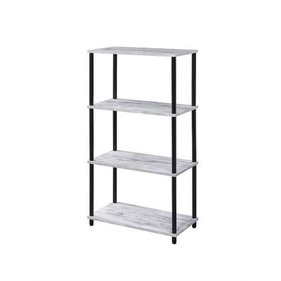 Estantería Casafoyer Nypho, 4 estantes de madera, blanco envejecido y negro