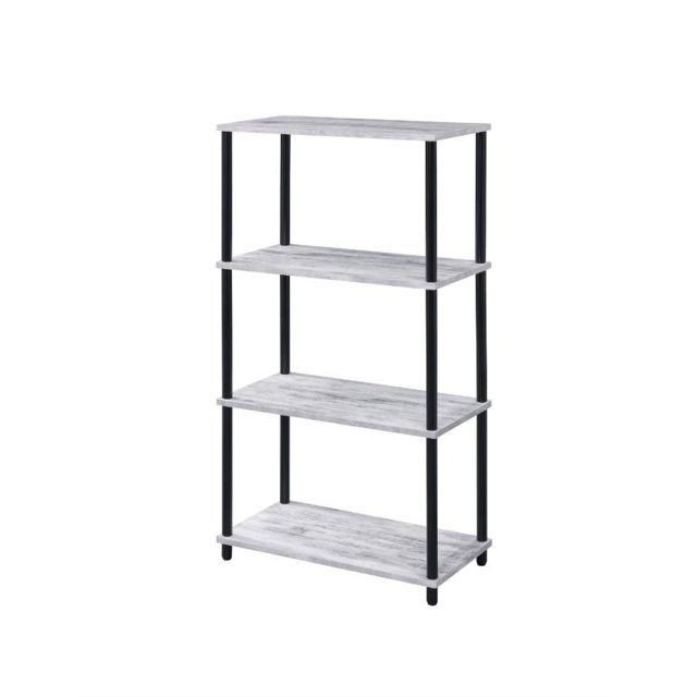 Estantería Casafoyer Nypho, 4 estantes de madera, blanco envejecido y negro