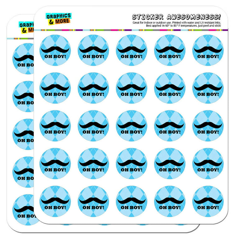 Oh Boy Mustache Blue Argyle Baby Boy Shower 1 Scrapbooking Crafting  Stickers 