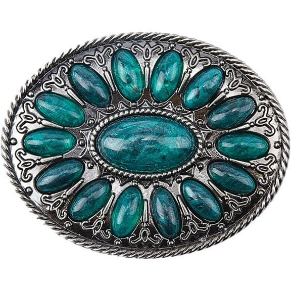 Western Turquoise Belt Buckle Vintage Medieval Buckle Belt Fastener Accessory Bohemian Style Fashion Turquoise Jewelry Belt Punk Buckles for Women Ladies Men