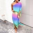 thumbnail image 1 of WILLBEST Rihoas Dress Womens Floral Print One Shoulder Ruched Short Dress Sleeve Asymmetrical Hem Wrap Front Party Dresses, 1 of 6