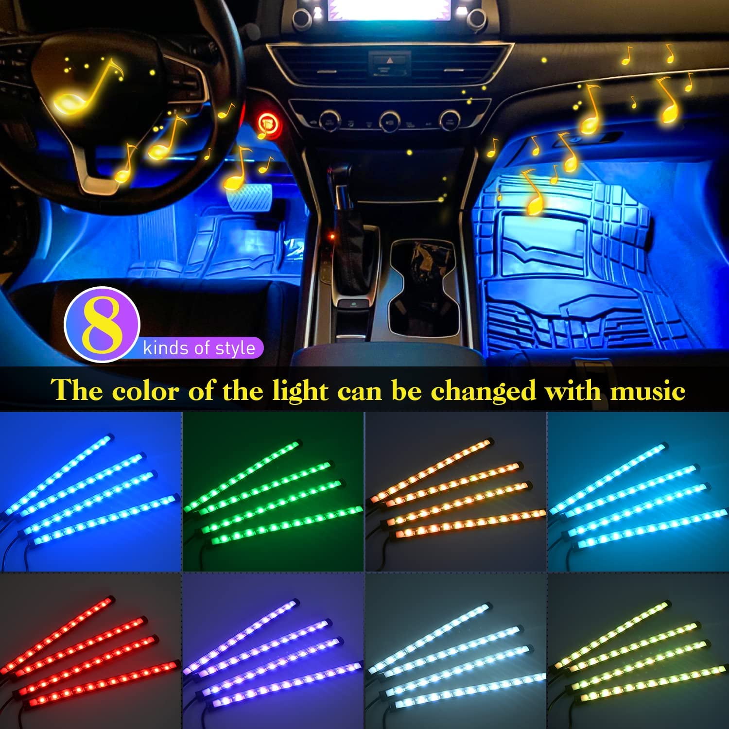 Nilight RGB Car Interior Lights and Exterior Underglow Kit, Multi-Color LED Ambient Lighting System with Remote Control for Cars, Trucks and SUVs