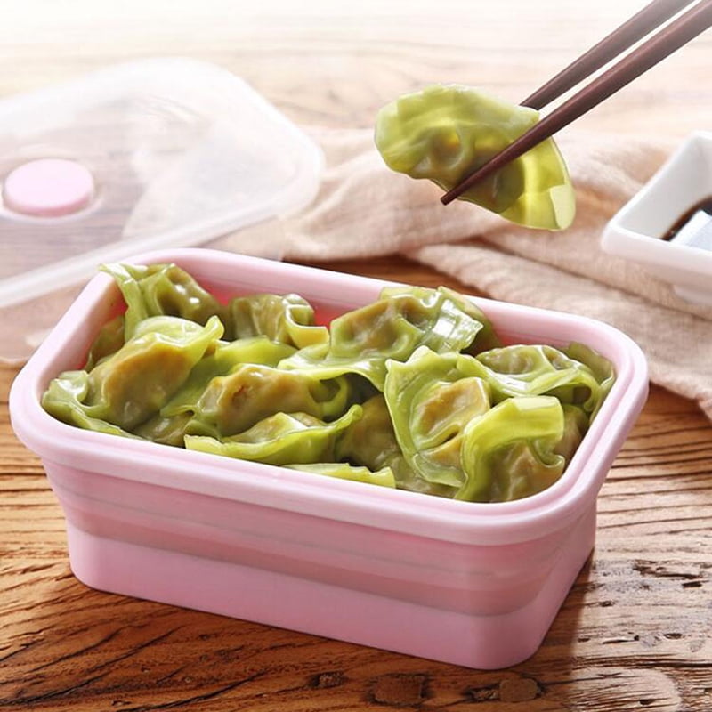 CHUANYAN 4pcs/set Silicone Rectangle Lunch Box Collapsible Bento Box Folding Food Container Bowl 300/500/800/1200ml for Dinnerware
