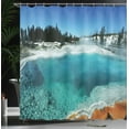 thumbnail image 4 of Ambesonne Yellowstone Shower Curtain, Snowy Forest Pool, 69"Wx75"L, Turquoise Blue, 4 of 5