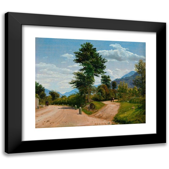 P. C. Skovgaard 14x12 Black Modern Framed Museum Art Print Titled - Italian Landscape (1854)