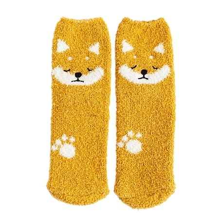 

Women Cartoon Animal Winter Fuzzy Slipper Socks Cute Panda Dog for Cat Pig Penguin Pattern Coral Velvet Warm Sleep Hosie
