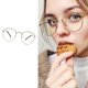 thumbnail image 2 of 2X Gafas de de Impresión de Metal Redondo Grande Unisexo Gafas Decorativas Lentes Claras Ligeras Gafas Retro para Hombre Mujer Oroy Negro, 2 of 3