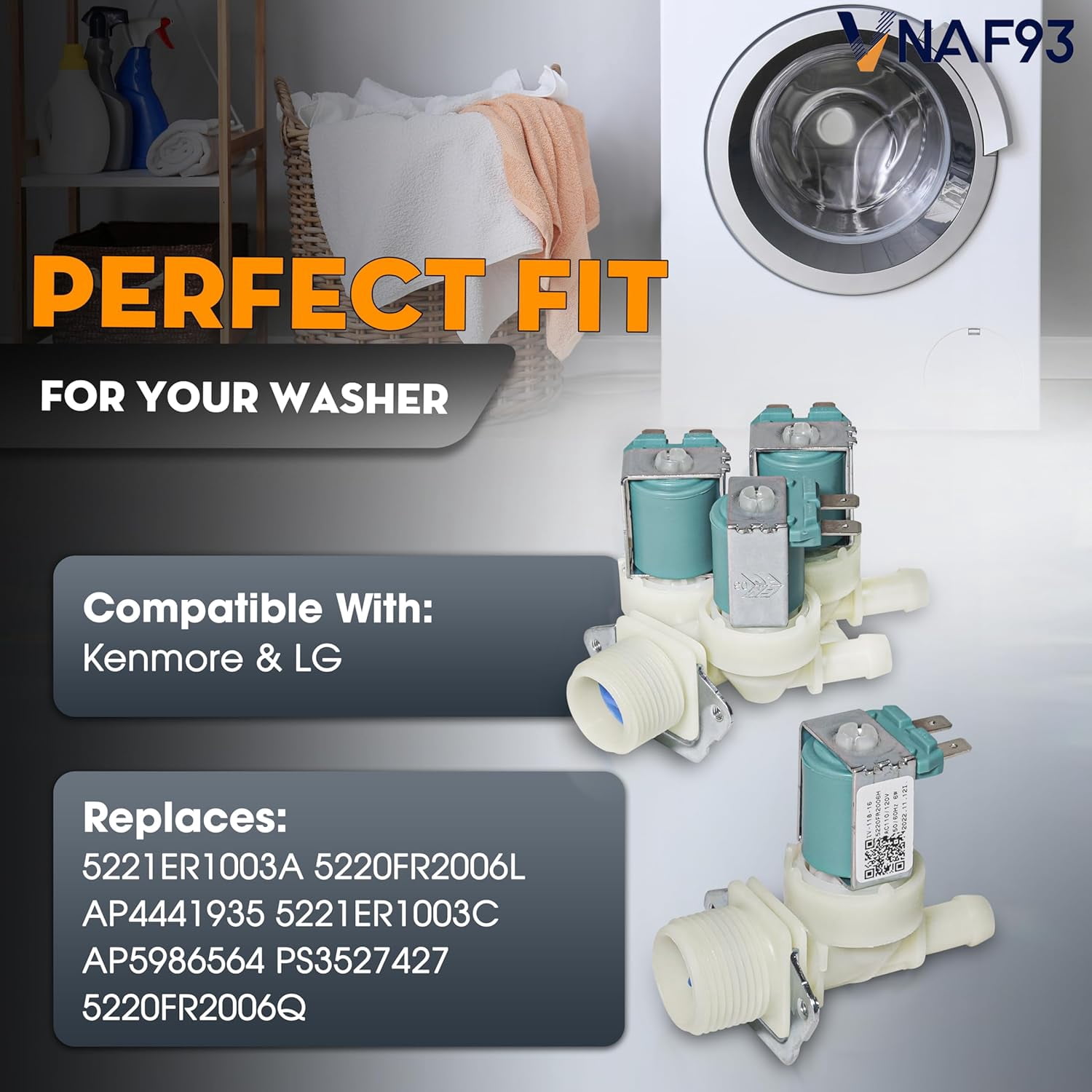 RVKXHD 5221ER1003A & 5220FR2006H Washer Inlet Valve Cold & Hot For Kenmore & LG Washer Water Inlet Valve Replace 5221ER1003A 5220FR2006L AP4441935 5221ER1003C AP5986564 PS3527427 5220FR2006Q