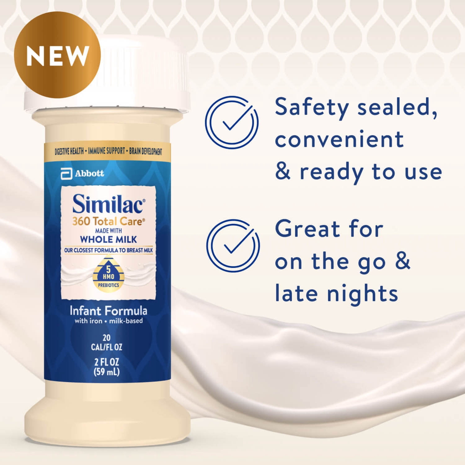 Similac 360 Total Care Whole Milk Baby Formula, Ready-to-Feed, 2 fl oz, 12 Pack