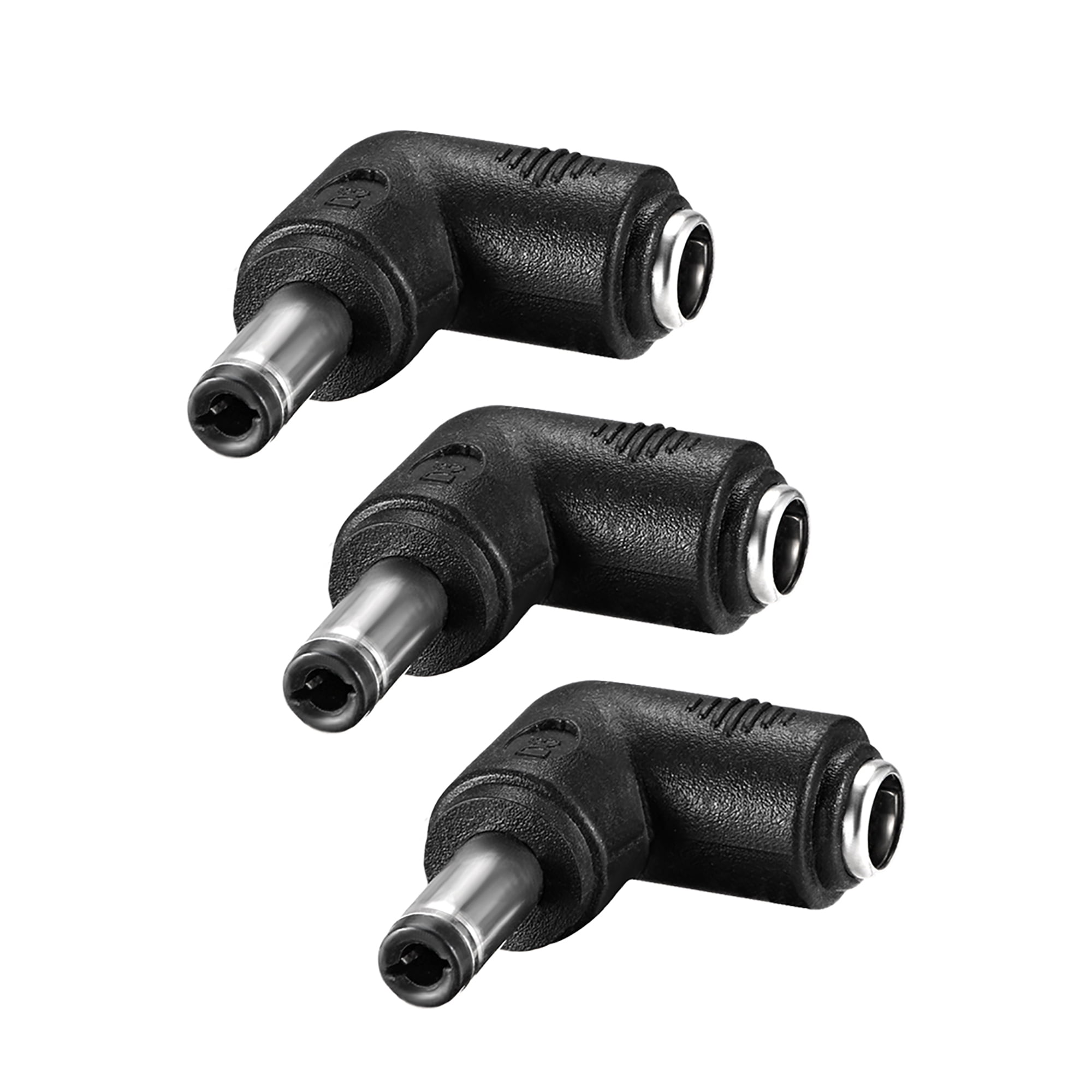 DC Connector 90 Degree 5.5mm x 2.5mm Male to 5.5mm x 2.1mm Female 3Pcs