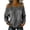 Grey, variant on Women's Off-Shoulder Denim Shirt, Long Sleeve Button Strap Design Casual Top with Adjustable Straps, Retro Style Blouse for Daily Wear and Street Fashion Black M