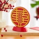 thumbnail image 4 of Escultura de compromiso para la mesa, hecha a mano, con la doble felicidad de una boda china. Rojo, 4 of 9
