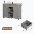 thumbnail image 6 of Walsunny Kitchen Islands Carts with Drop Leaf Table 1 Drawer 5 Wheels 2 Magnetic Doors Rolling Storage Cabinet Gray, 6 of 6
