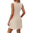 thumbnail image 4 of Women's 2025 New Summer A-Line Sleeveless Boat Neck Mini Dress Club Party Little Short Dresses, 4 of 9