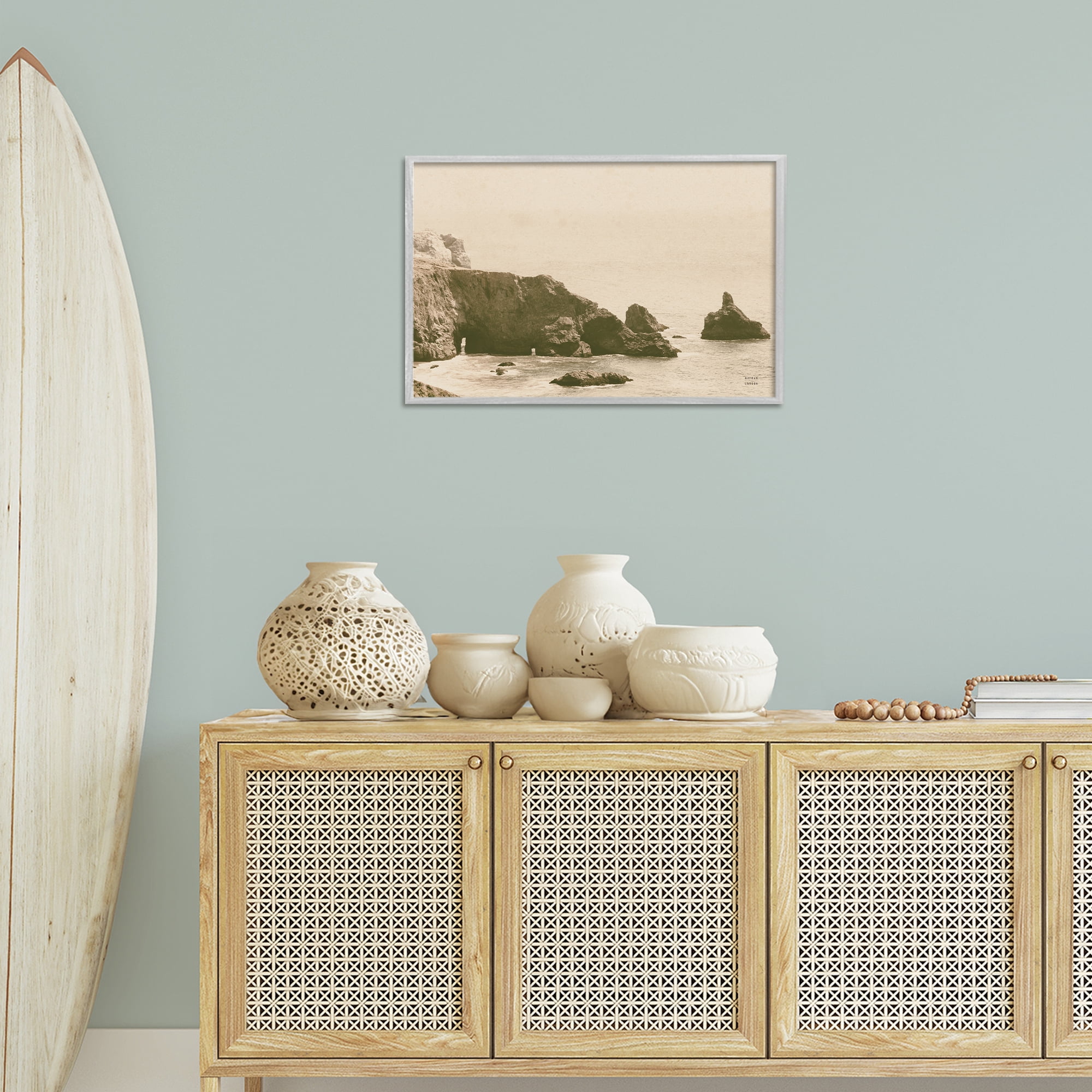 Stupell Industries Passing Through Cove Coastal Photography Gray Framed Art Print Wall Art, 24 x 16