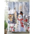 thumbnail image 3 of Snowman Christmas Waterproof Fabric Shower Curtain, Farmhouse Xmas Tree Snowflake Shower Curtain for Bathroom Curtains Bathtubs Hotel Washable Shower Curtains with 12 Hooks Standard 60x72, 3 of 6