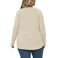 thumbnail image 3 of NISVIYA Women's Plus Size Fall High-Low Knit Sweater - Long Sleeve Crew Neck Comfy Pullover Apricot, 3 of 5