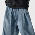 thumbnail image 5 of Blmnix Cargo Mens Pants Low Waisted Relaxed Fit Jeans Barrel Jeans Baggy Jeans Wide-Leg Long Blue Summer Pants for Men,XXXXL, 5 of 9
