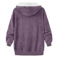 thumbnail image 4 of UngA Womens Fuzzy Jacket Hooded Cardigan Open Front Sherpa Coat Outwear with Pockets Jacket Fleece Women Purple,L, 4 of 6