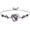 Feb-Amethyst, variant on Tree of Life with Heart Cut Gemstone Adjustable Bracelet 925 Sterling Silver Retro Tree of life Birthstone Bracelet with 6.5+2 Inch Chain Anniversary Jewelry for Women