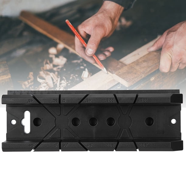 Caja de Sierra Ingletaadora para Carpintería, Gabinete, Caja de Ingletes ABS Negra, Herramiente de Corte Oblicuo de Yeso de Madera de 0/22,5/45/90 Grados