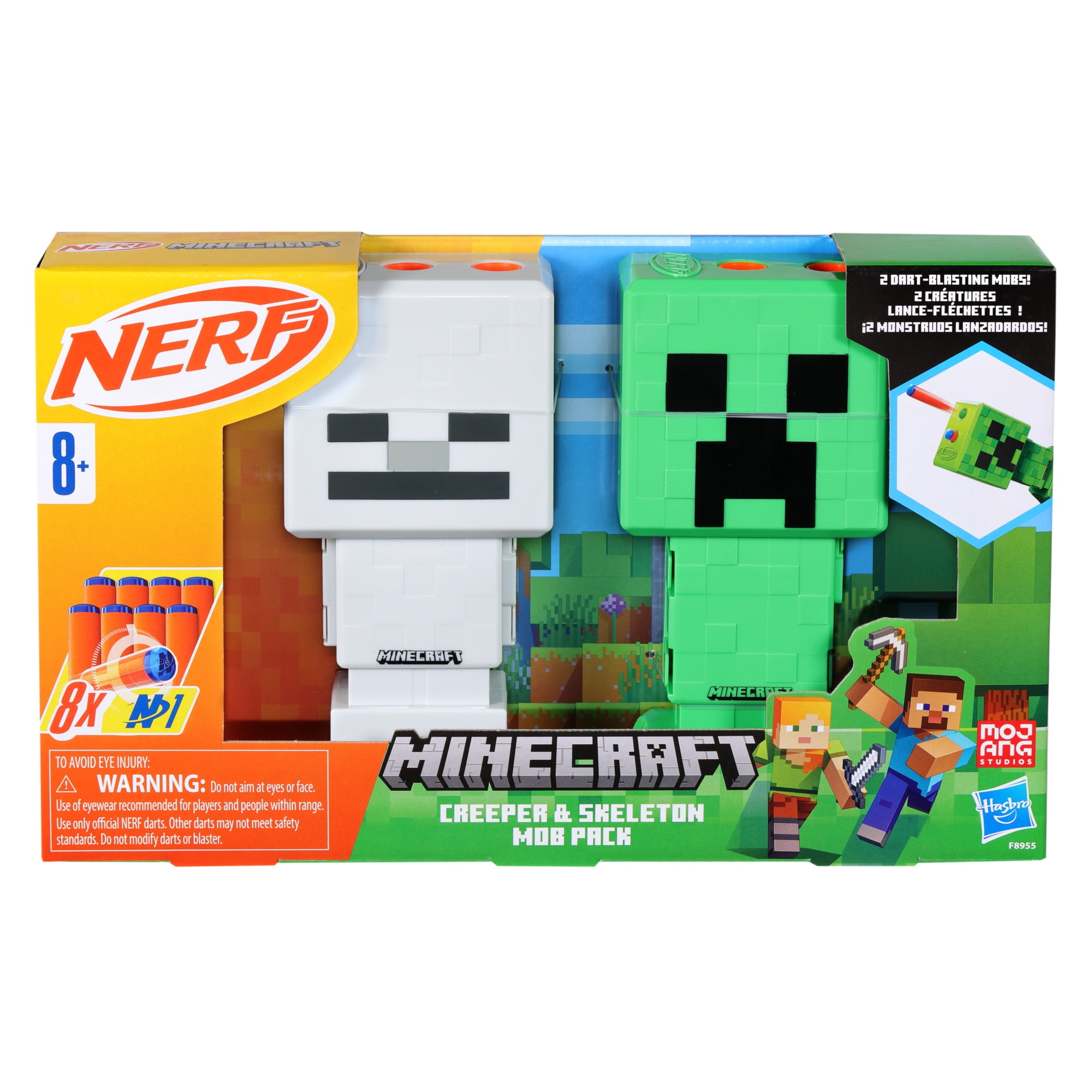 Nerf Minecraft Creeper & Skeleton Mob 2-Blaster pack, 8 N1 Darts Compatible Only with Nerf N Series Blasters