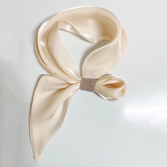 Fewfanhot Small Ear Socket Scarf Solid Color Silk Scarf Hair Head Breathable Lightweight for Women Gift Packed