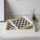 thumbnail image 4 of Bandeja de almacenamiento con rejilla de tablero de ajedrez en blanco y negro estilo crema, decoración del hogar, tocador de sala de estar, placa de acabado, 4 of 6