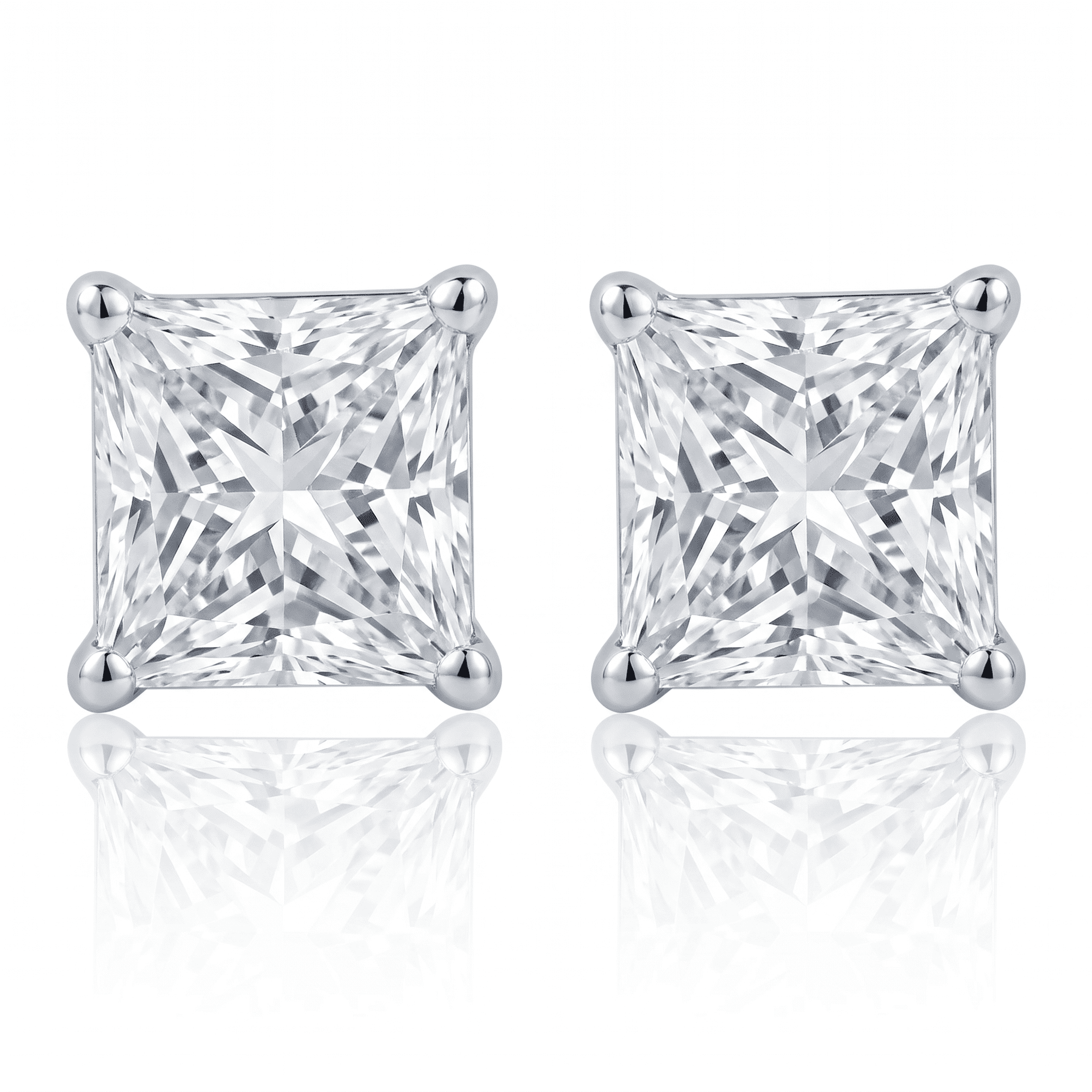 Pompeii 1ct Princess Cut Lab Grown Diamond Studs 14K White Gold (G,VS)