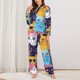 thumbnail image 2 of Fotbe Colorful Cats Pattern Art Conjunto de Pijama de Manga Larga para Mujer con Estampado, Ropa de Dormir de 2 Piezas, Conjunto de Casa Suave y Cómodo con Bolsillos-XX-Large, 2 of 7