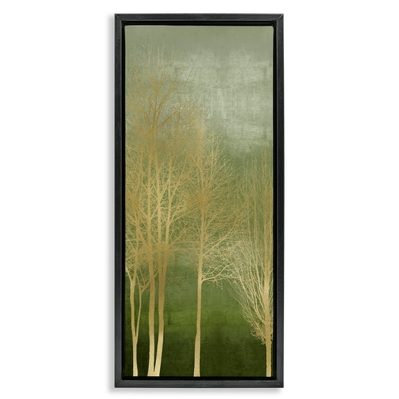 Stupell Industries Minimal Gold Branches Landscape & Nature Painting Black Floater Framed Canvas Art Print Wall Art, 11 x 25