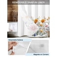 thumbnail image 3 of No Hook Cloth Fabric Shower Curtain with Snap in Liner, Spring Floral Waterproof Shower Curtains Set with See Through Top Window, Colorful Flowers Pastoral Elegant Bath Curtains Shower 72"x84", 3 of 6
