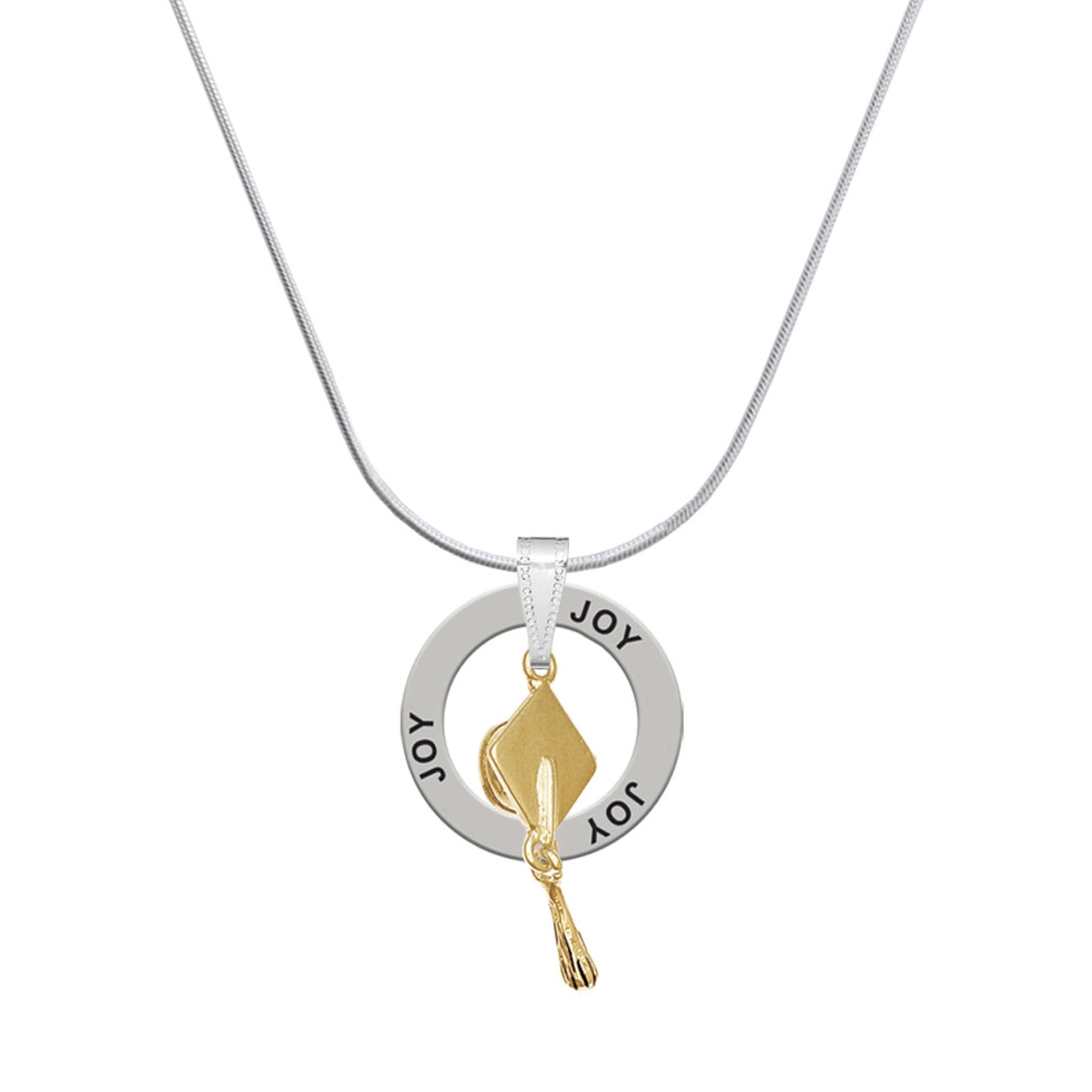 Delight Jewelry Goldtone Graduation Hat Joy Ring Charm Necklace, 18"