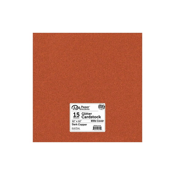 Paper Accents Glitter Cardstock 12"x 12" 85lb 15pc Dark Copper