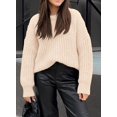 thumbnail image 4 of Women's Fall Sweaters Casual Long Sleeve Pullover Crewneck Ribbed Knit Jumper Tops Plain Blouse, 4 of 5