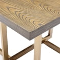 thumbnail image 3 of Modern Style Wooden End Table with Cross Cut Metal Legs, Brown and Bronze, 3 of 3
