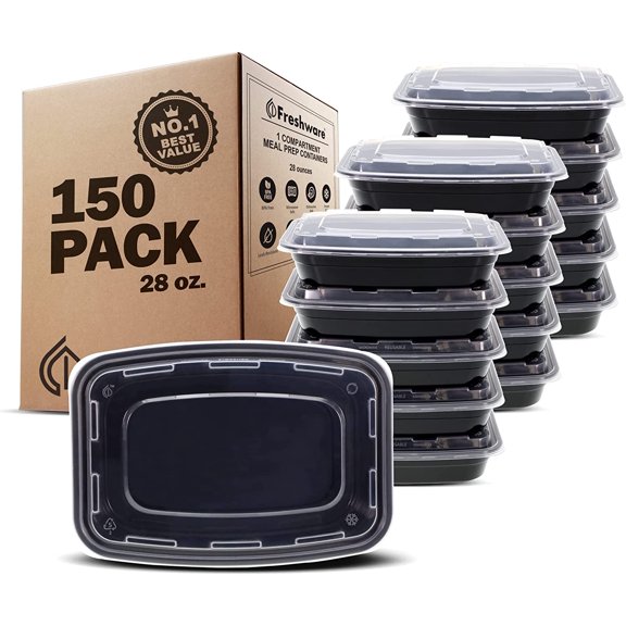 Meal Prep Containers  Compartment Food Storage Containers with Lids, Bento Box, BPA Free, Stackable, Microwave/Dishwasher/Freezer Safe (28 oz)