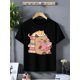 thumbnail image 1 of Adorable Cartoon Cat & Capybara Graphic Cotton T-Shirt for Girls - Soft, Comfortable Crew Neck Tee with Playful Animal Print, Perfect for Summer Casual Wear, 1 of 6