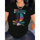 thumbnail image 1 of Women's Casual Graphic Tee - Colorful Floral Brain Design with Inspirational Quote, Comfortable Round Neck Short Sleeve T-Shirt for Casual Attire, Soft Polyester Blend, Machine Washable, Inspirationa, 1 of 6