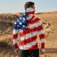 thumbnail image 3 of Mens Red White Blue Patriotic Compression Sun Shirts, USA Flag Graphic Hooded with Mask Rash Guard, Lightweight Outdoor Fishing Wear Tops, 3 of 6