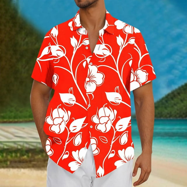 Blusa y camisa de manga corta con cuello vuelto Camisa casual para hombre Camisa de bolos vintage de manga corta Camisas de verano de playa cubana Camisa con botones Blusa para hombre Poliéster