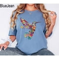 thumbnail image 6 of Floral Hummingbird Shirt ,Animal Lover Tee, Bird T Shirts, Trendy Tee, Gift For Her, Bird Lover T-Shirt, Spring Birds,Flower, 6 of 6