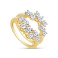 thumbnail image 2 of AFFY Moissanite Diamond Sunburst Halo Guard Enhancer Ring in 14K Yellow Gold over Silver For Womens-9, 2 of 6