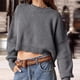 thumbnail image 3 of Suéter de manga farol para mujer Suéter de cuello redondo de punto suelto Suéter de color sólido Tops Hugtrwg Para estrenar, 3 of 6