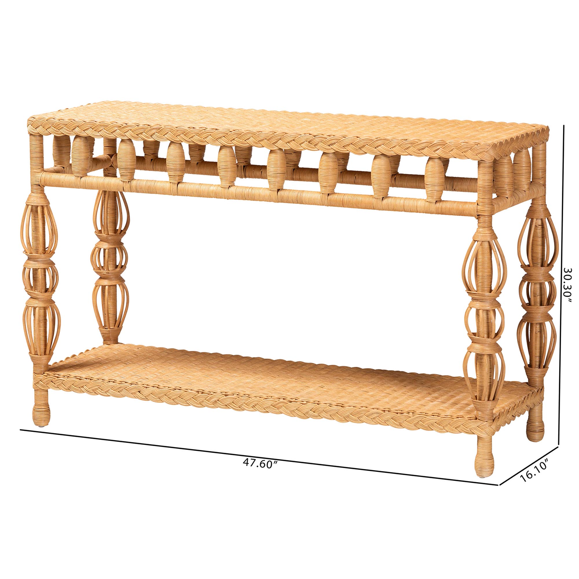 bali & pari Dolby Boho Console Table, Light Honey