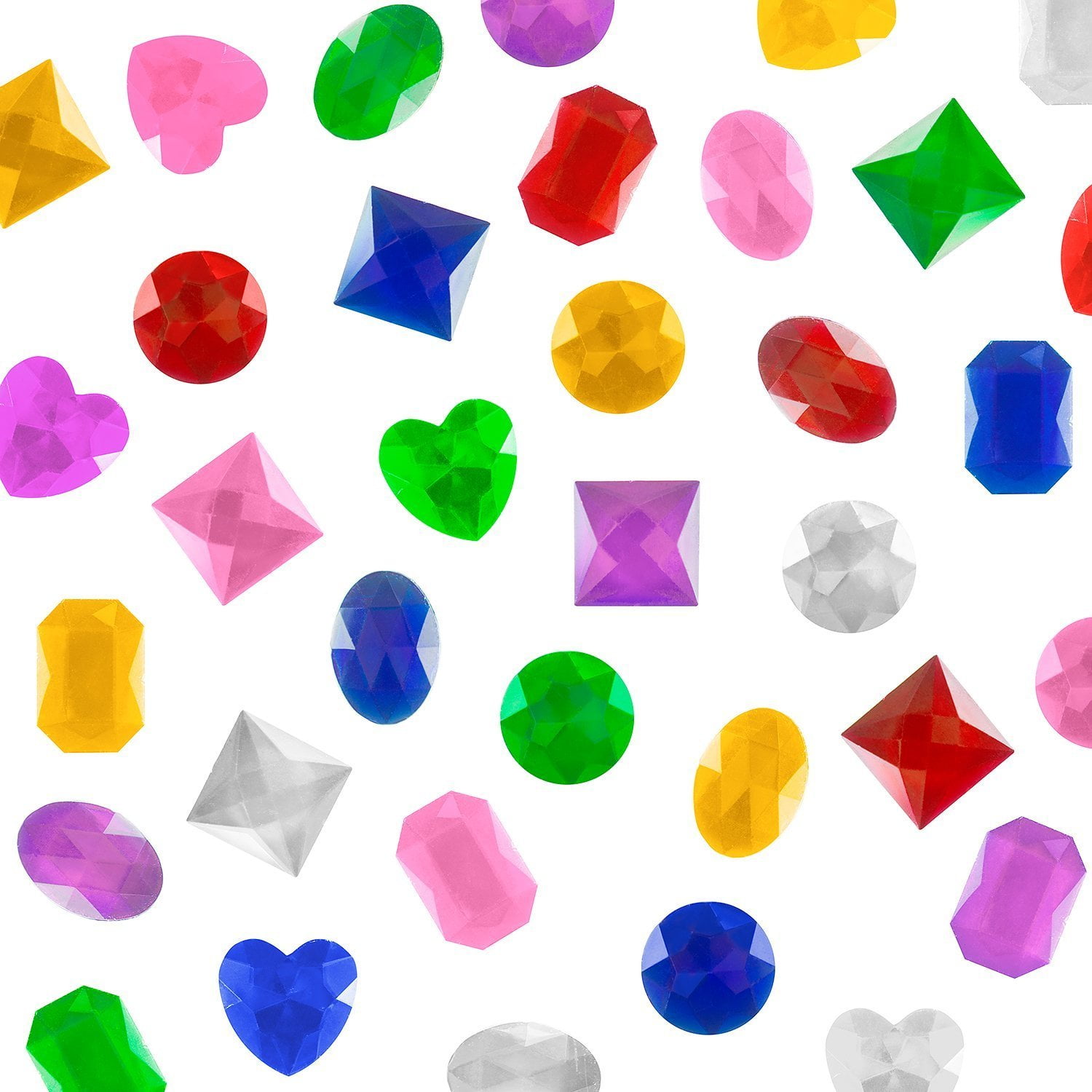 1' Assorted Colorful Adhesive Stick-On Heart Star Jewel Gems for Arts & Crafts, Children Themed Party Decoration Accessories (100 Pack) by Super Z Outlet