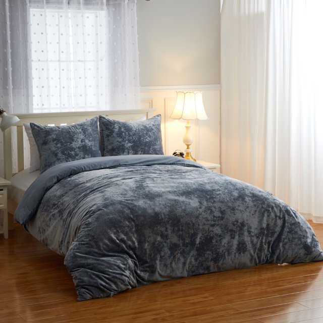 HOMERRY 3 Pcs Velvet Duvet Cover King Soft Flannel Comforter Cover